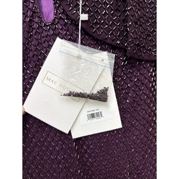 Mac Duggal Size 16 Purple 5948 Cape Sleeve Beaded Formal Cocktail Dress $598 New - Picture 8 of 9